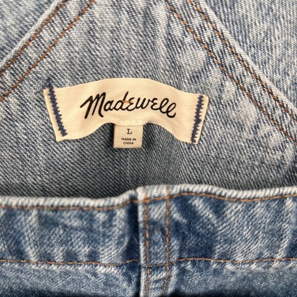 Madewell Overalls Size L Oversized Carpenter Wide Leg Blue Denim Cotton Utility - Picture 13 of 16
